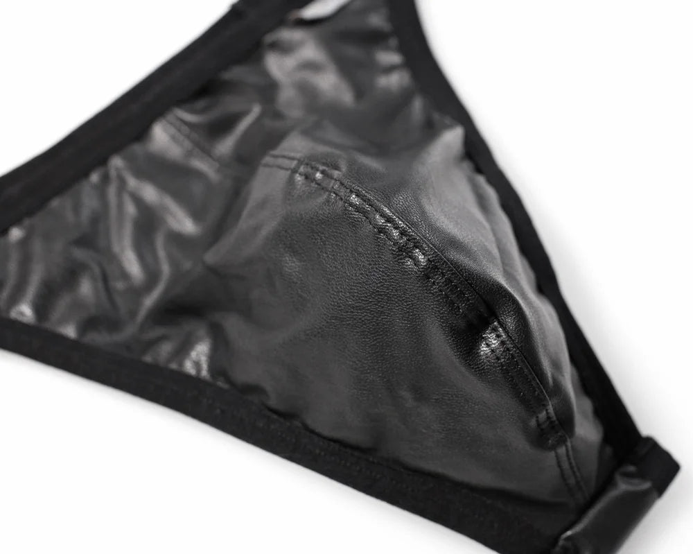 X mens BRAVE PERSON New Men Briefs Sexy Underwear Men Thongs Imitation Leather Fabric Innovative Design Man Underpants