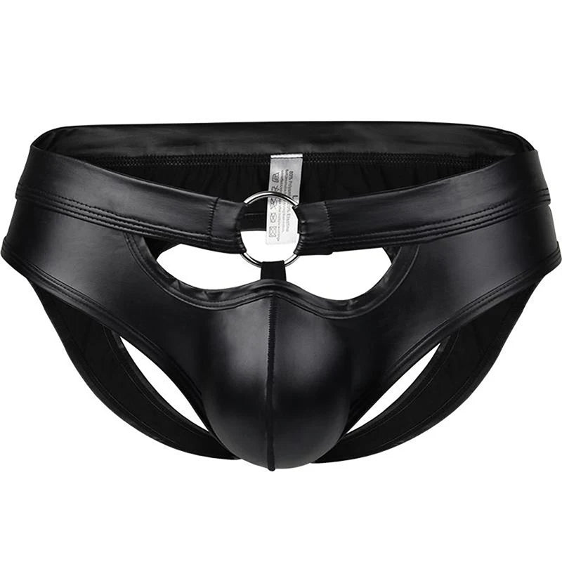 Underwear Brief Men Gay Black Pu Leather Leggings Pants Sex Jockstrap