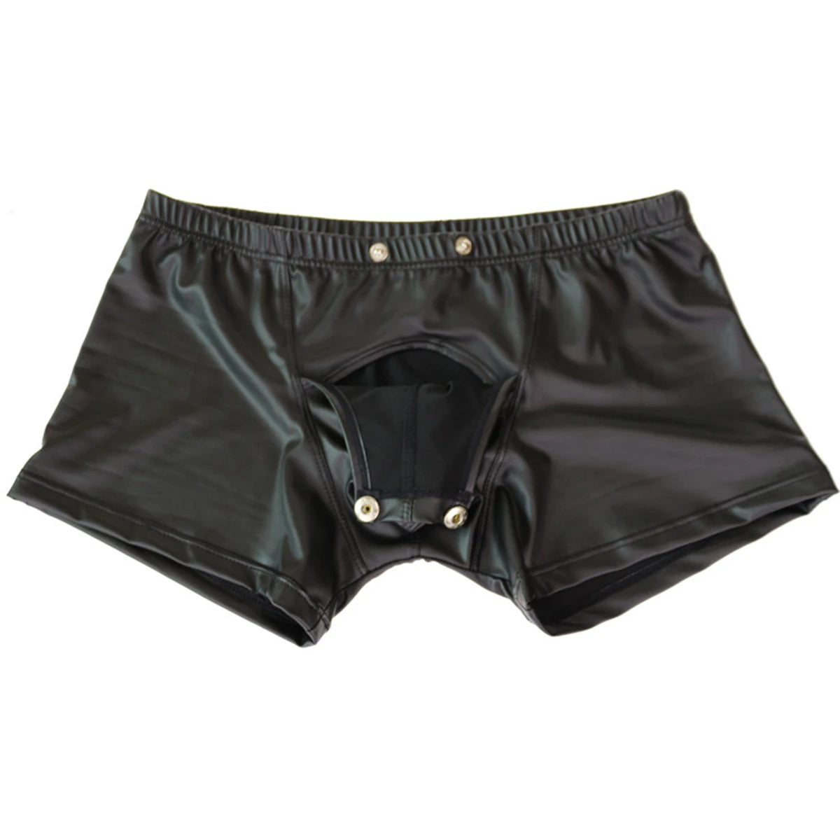 X mens Boxers Leather Lingerie  Black Patent Leather Boxers Shorts Gay Mens Underwear