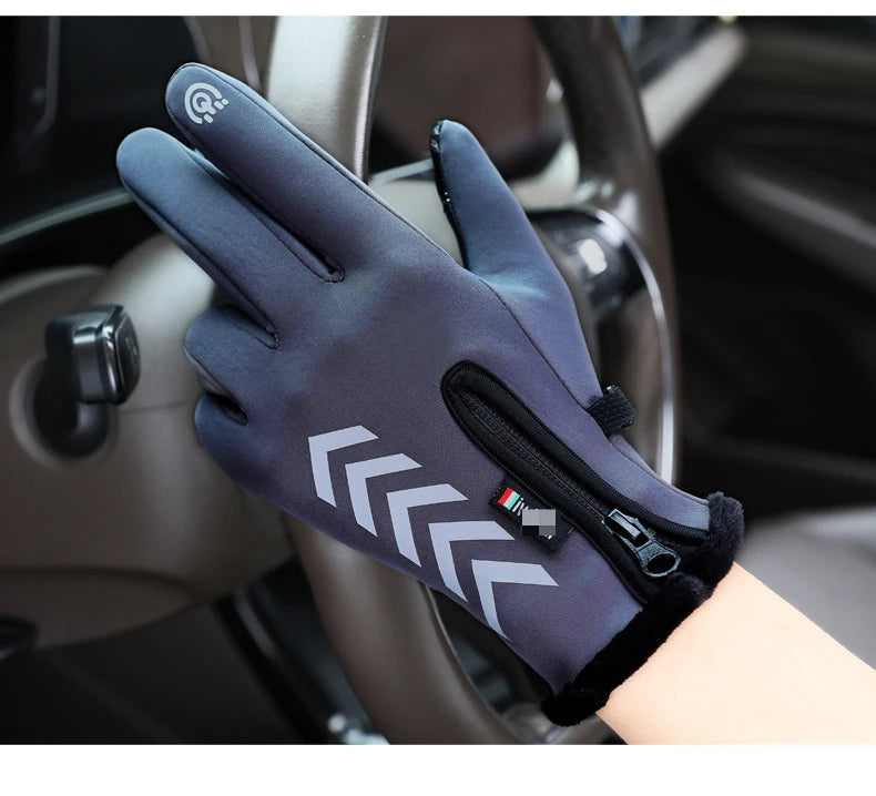 Men Winter Waterproof Cycling Gloves Outdoor Sports Running Motorcycle Ski Touch Screen Fleece Non-slip Warm Full Fingers