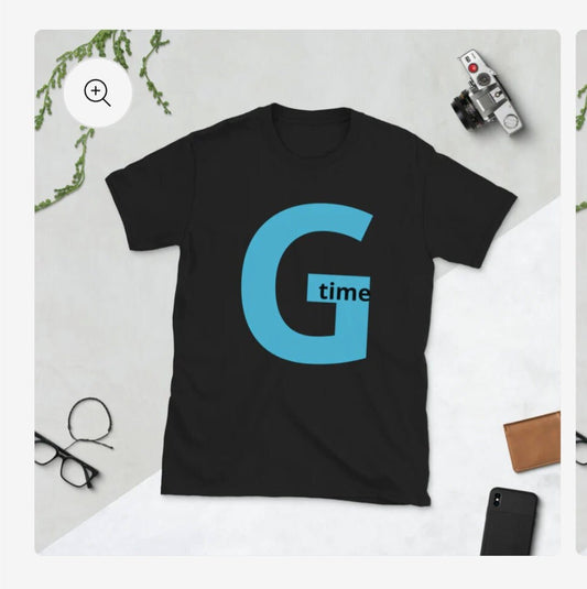 T-shirt Gtime in black colour with blue letters