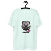 T-shirts Short Sleeve in light mint green with a graphic of a roaring bear and a small British flag on the front.