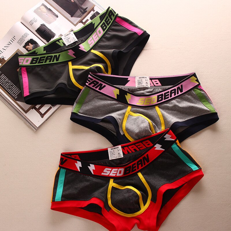 x mens 3PCS/Lot Boxer Briefs for Men U Convex Cotton Underwear