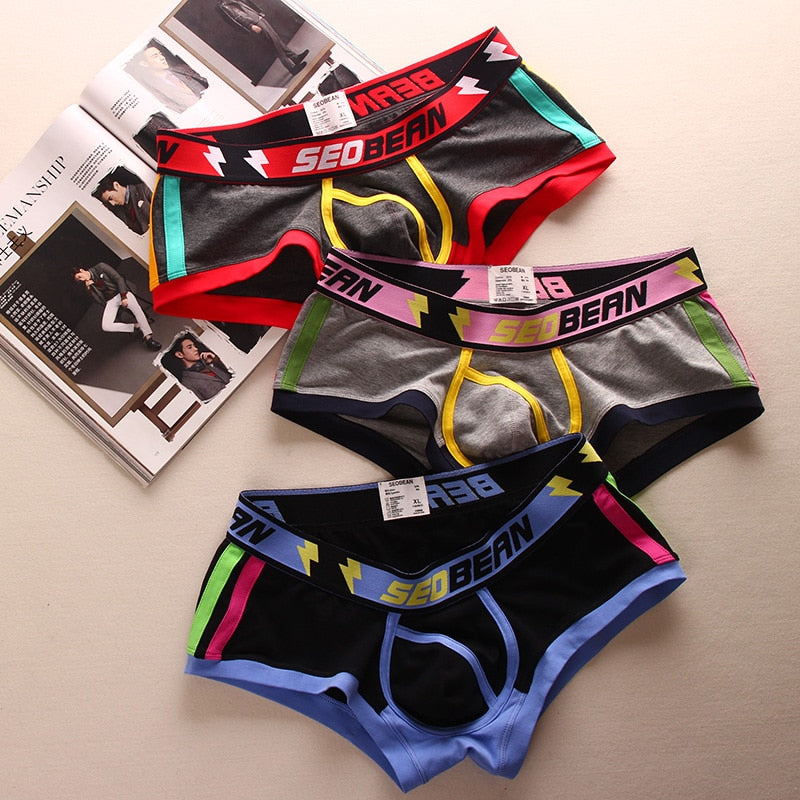 x mens 3PCS/Lot Boxer Briefs for Men U Convex Cotton Underwear