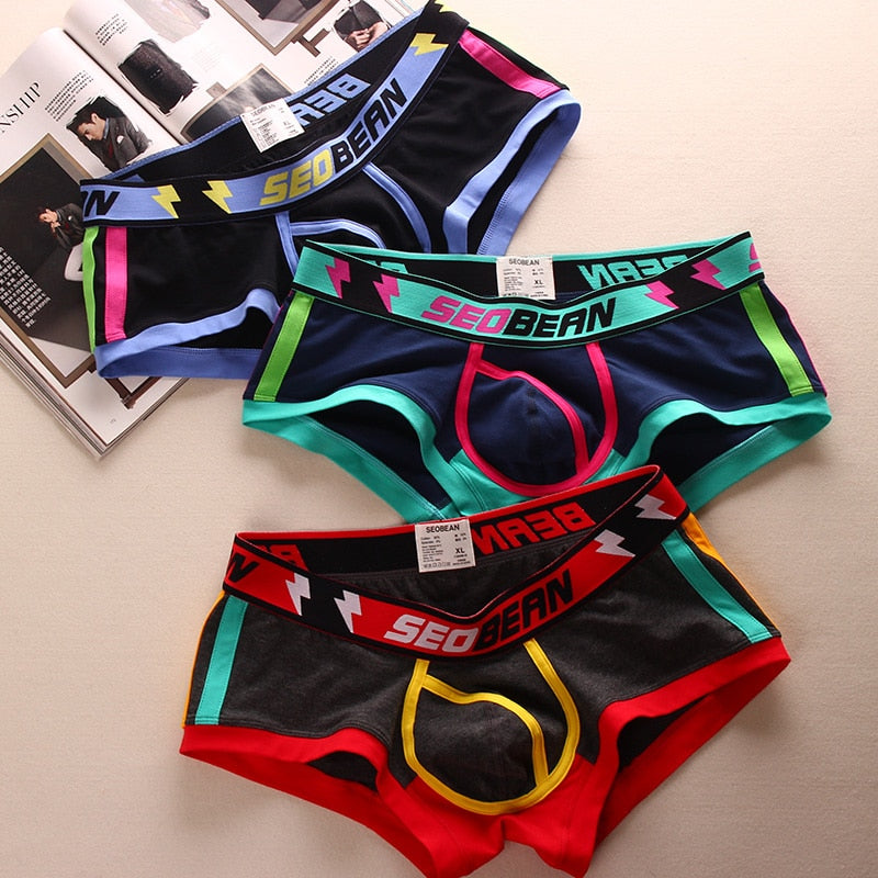 x mens 3PCS/Lot Boxer Briefs for Men U Convex Cotton Underwear