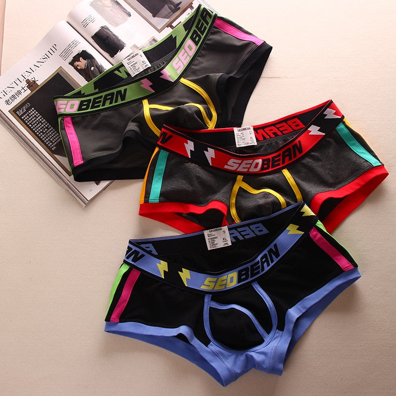 x mens 3PCS/Lot Boxer Briefs for Men U Convex Cotton Underwear