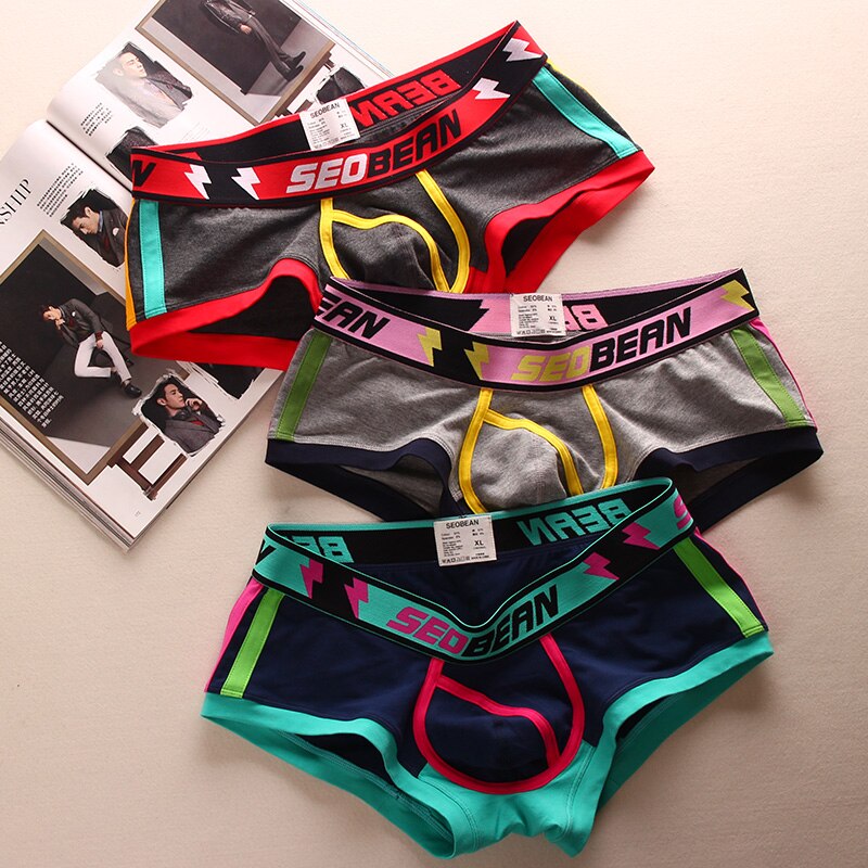 x mens 3PCS/Lot Boxer Briefs for Men U Convex Cotton Underwear