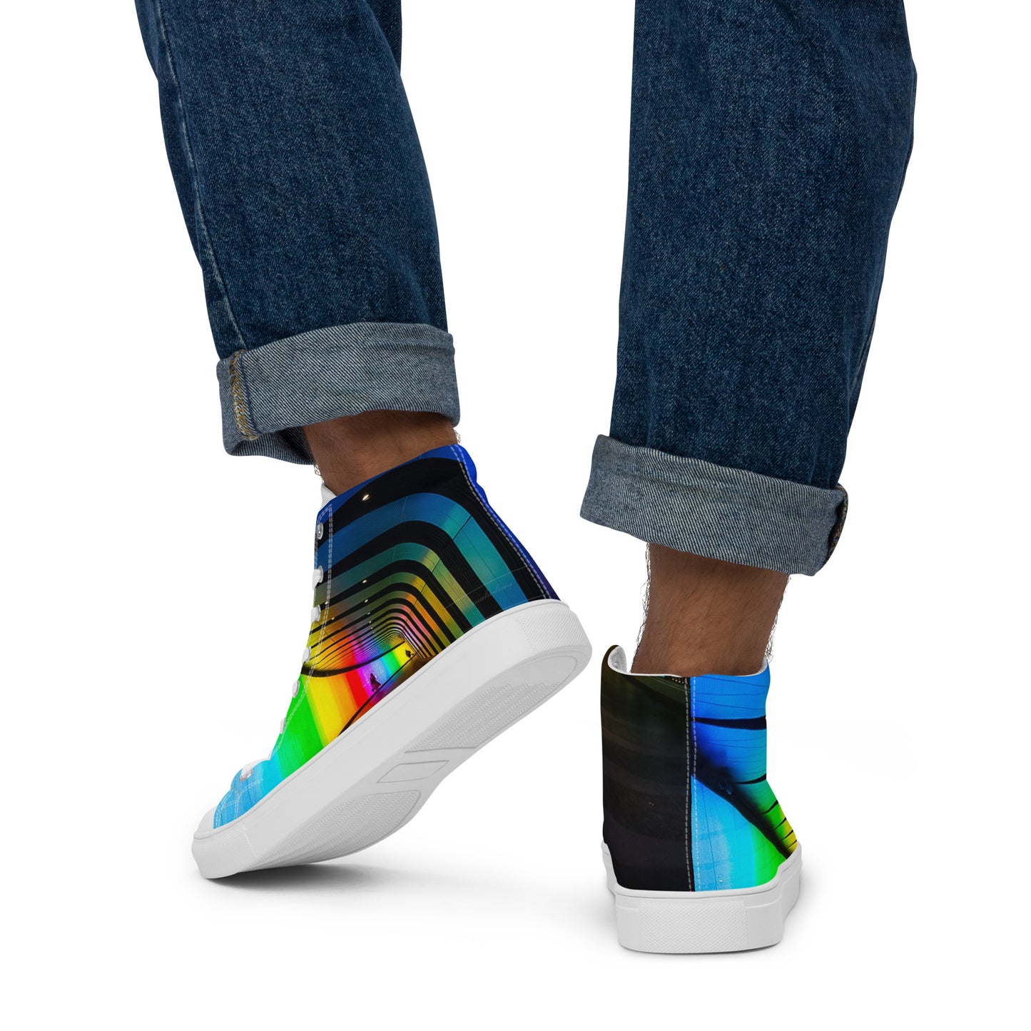 Rainbow Men’s high top canvas shoes