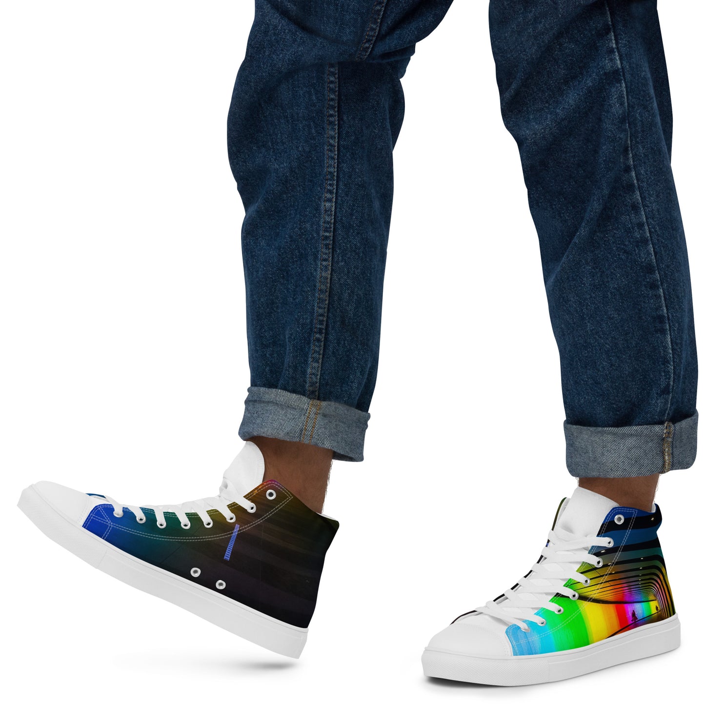 Rainbow Men’s high top canvas shoes