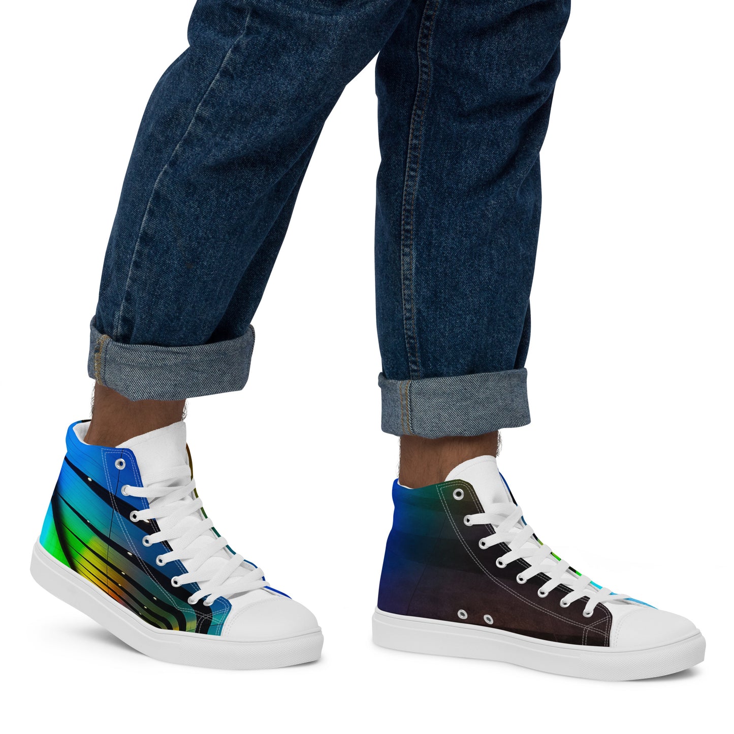 Rainbow Men’s high top canvas shoes